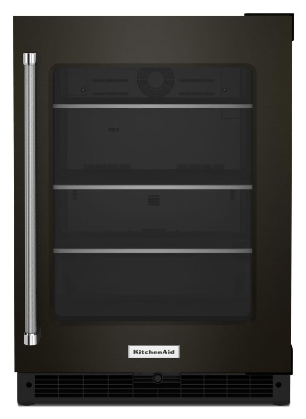 Kitchenaid KURR314KBS 24  Undercounter Refrigerator With Glass Door And Shelves With Metallic Accents - Black Stainless Steel With Printshield™ Finish For Cheap