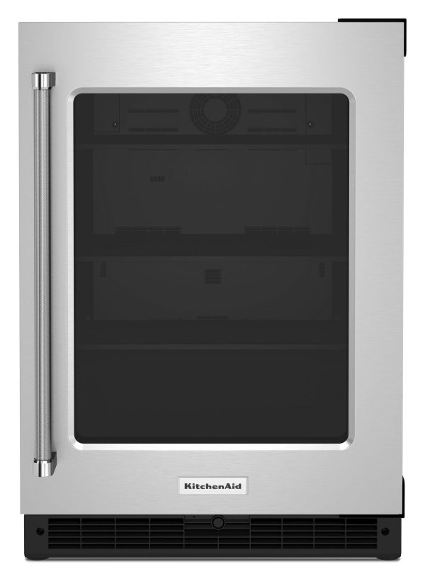 Kitchenaid KURR214KSB 24  Undercounter Refrigerator With Glass Door - Black Cabinet Stainless Doors on Sale