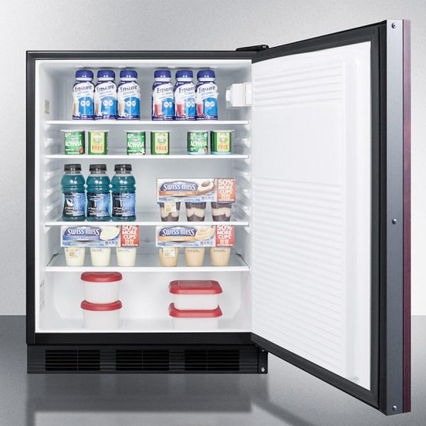 Summit FF7BKBIIF Commercially Listed Built-In Undercounter All-Refrigerator For General Purpose Use, Auto Defrost W Panel-Ready Door And Black Cabinet Supply