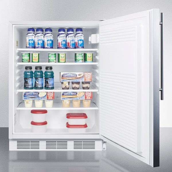 Summit FF7WBISSHV Commercially Listed Built-In Undercounter All-Refrigerator For General Purpose Use, Auto Defrost W Ss Wrapped Door, Thin Handle, And White Cabinet Discount