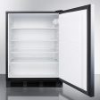 Summit FF7BKBISSHHADA Ada Compliant Built-In Undercounter All-Refrigerator For General Purpose Or Commercial Use, Auto Defrost W Ss Door, Horizontal Handle, And Black Cabinet For Sale