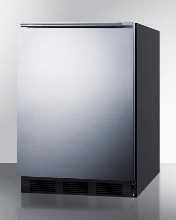 Summit FF7BKBISSHHADA Ada Compliant Built-In Undercounter All-Refrigerator For General Purpose Or Commercial Use, Auto Defrost W Ss Door, Horizontal Handle, And Black Cabinet For Sale