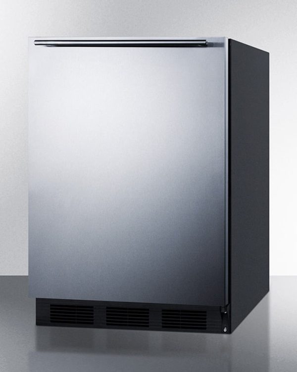 Summit CT663BKSSHH Freestanding Counter Height Refrigerator-Freezer For Residential Use, Cycle Defrost With A Stainless Steel Wrapped Door, Towel Bar Handle, And Black Cabinet Online now