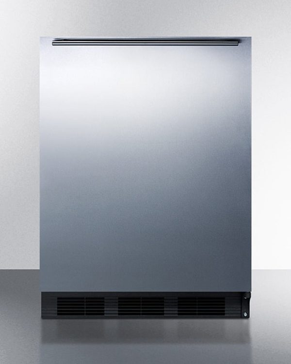 Summit CT663BKSSHH Freestanding Counter Height Refrigerator-Freezer For Residential Use, Cycle Defrost With A Stainless Steel Wrapped Door, Towel Bar Handle, And Black Cabinet Online now