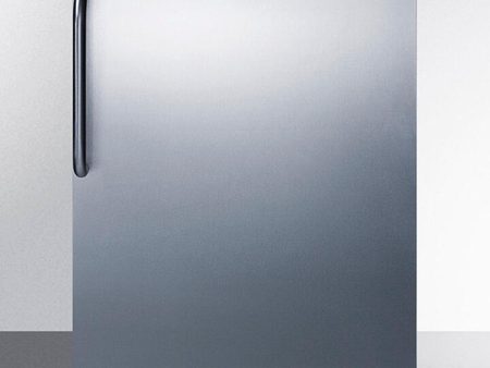 Summit FF6WBISSTB Built-In Undercounter All-Refrigerator For General Purpose Use W Automatic Defrost, Stainless Steel Wrapped Door, Towel Bar Handle, And White Cabinet on Sale