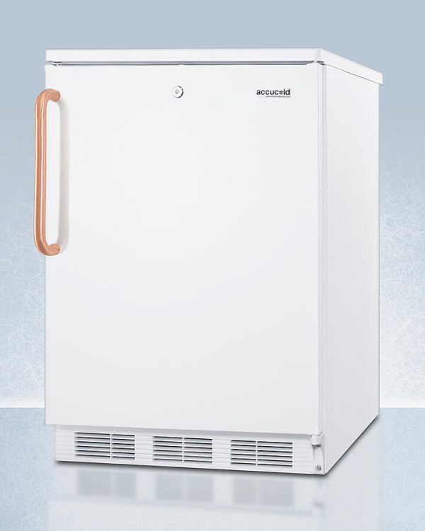 Summit FF7LWTBC Commercially Listed Freestanding All-Refrigerator For General Purpose Use, With Pure Copper Handle, Front Lock, Automatic Defrost Operation, And White Exterior on Sale