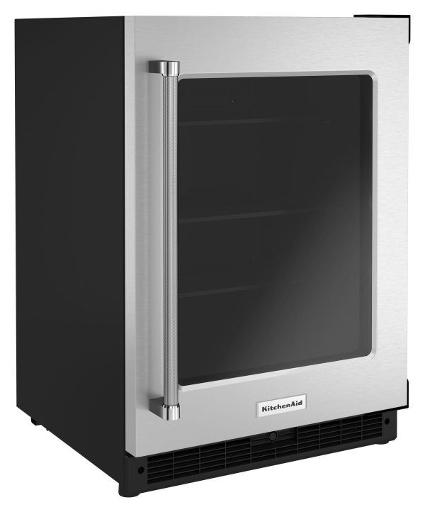 Kitchenaid KURR214KSB 24  Undercounter Refrigerator With Glass Door - Black Cabinet Stainless Doors on Sale