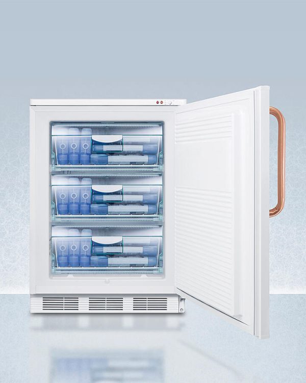 Summit VT65MLTBC 24 In. Wide Counter Height All-Freezer Capable Of -25 C Operation With Pure Copper Handle And Front-Mounted Lock Fashion