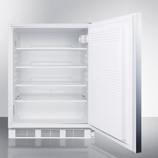 Summit FF7WBISSHHADA Ada Compliant Built-In Undercounter All-Refrigerator For General Purpose Or Commercial Use, Auto Defrost W Ss Door, Horizontal Handle, And White Cabinet For Discount